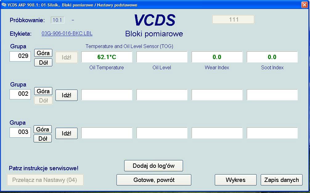 Temperatura Oleju Kodowanie Vcds